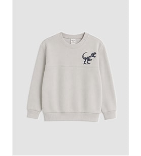 LCW Kids Gri Baskılı Erkek Çocuk Kalın Sweatshirt
