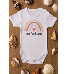 Rainbow You Are Loved Organik Baskılı Beyaz