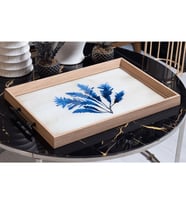 TABLOLIFE Dekoratif Sunum Tepsisi Mavi Çiçek Figürlü (Karışık)
