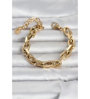 316L Çelik Gold Renk Kalın Zincirli Kadın Bileklik - TJ-BB8391