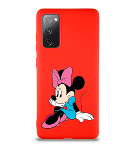 Samsung Galaxy S20 FE Soft Premier Kapak Minnie Mouse-E Tasarımlı Silikon Kılıf - Kırmızı (Şeffaf)