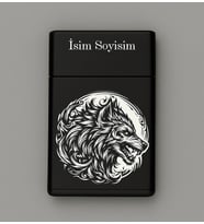 Canavar Kurt Desenli Metal Tabaka – Kişiye Özel İsimli Hediyelik