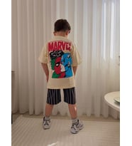 Cg Kids Marvel Örümcek Adam Hulk Kaptan Amerika Iron Man Kaliteli Baskılı Erkek Çocuk Alt Üst Takım (Krem)