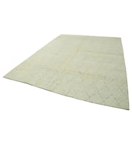 Krem Halı Salon Halısı El Dokuma Yün Kabartmalı Geometrik Desenli Modern Yatak Odası Şıklığı