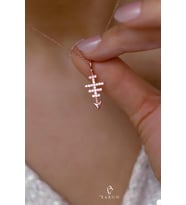 Balık Kılçığı Model Beyaz Taşlı 925 Ayar Gümüş Kolye (Rose)