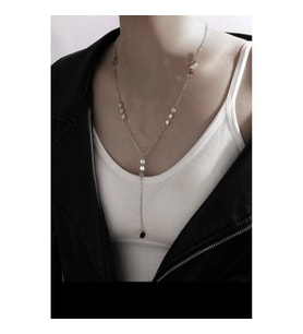  Üç Pullu Sallantılı  Kolye - 2154 (Gümüş)