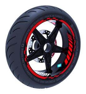 Reflektif Kırmızı Moto GP İç Dış Jant Şeridi Takım Sticker Çınar Extreme