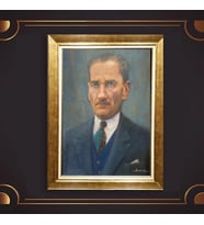 Özel Seri Paspartulu Çerçeveli Atatürk Tablo l49 (Gold)