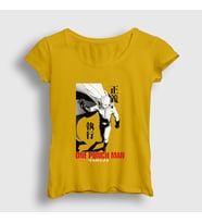 Presmono Kadın Sarı Caped Anime One Punch Man T-Shirt 240450tt