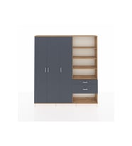 Arges Gardrop 16 Raflı 2 Çekmeceli 3 Kapaklı 220x30x243 Çam-Antrasit