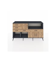 Kronos Konsol 2 Raflı 5 Çekmeceli 3 Kapaklı 176x59x99 Antrasit-Çam