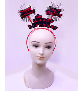 Happy Birthday Yazılı Püsküllü Neon Kırmızı Renk Doğum Günü Tacı 22X19 Cm