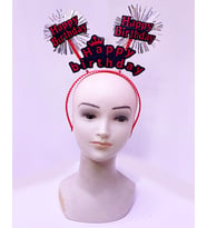 Happy Birthday Yazılı Püsküllü Neon Kırmızı Renk Doğum Günü Tacı 22X19 Cm