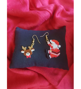 Miyuki Boncuk El Yapımı Geyik Ve Noel Baba Küpe Yılbaşı Christmas Noel