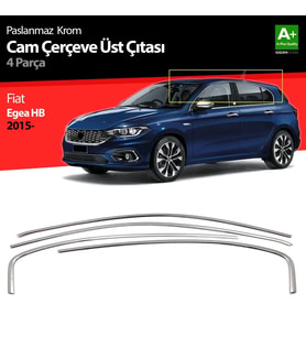 Fiat Egea Uyumlu Hatchback Krom Cam Üst Çıtası 4 Parça. 2015 Üzeri