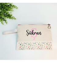İsme Özel Yeşil Yaprak Desenli Clutch Çanta