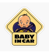 Arabada Bebek Var Sticker oto Yapıştırma Etiket 18cm MD27