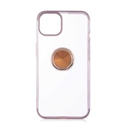 iPhone 13 Kılıf Kenarları Renkli Yüzüklü Manyetik Silikon (Gold)