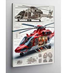Kanvas Tablo Kırmızı Kurtarma Helikopteri