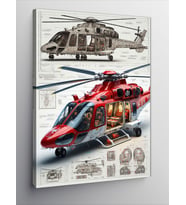 Kanvas Tablo Kırmızı Kurtarma Helikopteri