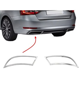 Skoda Octavia A7 Arka Tampon Eki Egzoz Ucu Difüzör Paslanmaz Çelik Krom 2 Parça