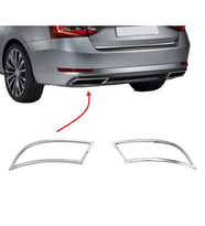 Skoda Octavia A7 Arka Tampon Eki Egzoz Ucu Difüzör Paslanmaz Çelik Krom 2 Parça