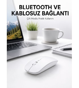 Bluetooth Kablosuz Wireless Mouse Şarjlı Sessiz Ergonomik 5000 DPI Fare