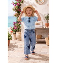 Yıldız İşlemeli Denim Kız Çocuk Kot Pantolon