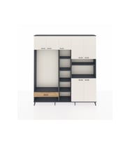 Arges Dolap 11 Raflı Tek Çekmeceli 7 Kapaklı 220x30x243 Antrasit-Aytaşı/Çam