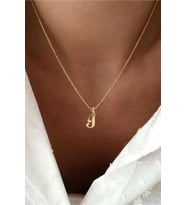 925 Ayar Gümüş 14 Ayar Altın Kaplama J Harfi Vintage Harfli Kolye Retro Harf Kolye