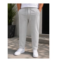 Erkek Gri Jogger Pantolon Diagonal Kumaş Lastikli Bağcıklı Rahat Kesim
