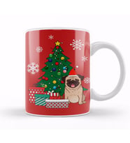 Pug Around The Christmas Tree Kupa Bardak Porselen