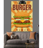 Klasik Hamburger Temalı Dekoratif Kanvas - Mdf Ahşap Tablo