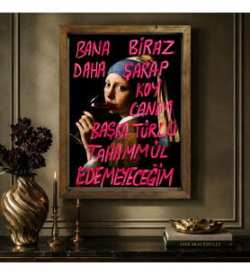 BK Gift Vintage Klasik Sanat Esprili Sözlü Masif Ahşap Çerçeveli Dekoratif Tablo - 23