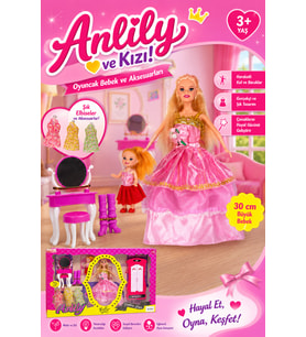 Anlily ve Kızı Aksesuarlı Oyuncak Bebek Seti 30 cm - Gardıroplu, Makyaj Masalı, Yedek Kıyafetli Oyun Seti