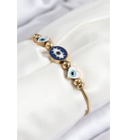 316L Çelik Göz Charm Model Gold Renk Kadın Bileklik 5886 - EEEEEE6110-9567