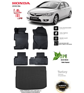 Honda Civic 2008 Araca Özel 3D Paspas Ve 3D Bagaj Havuzu