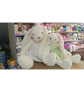Halley Oyuncak Kıyafetli Peluş İkisi Birarada 60 ve 45 cm Anne Bebek Tavşan Uyku Arkadaşım Pelüş