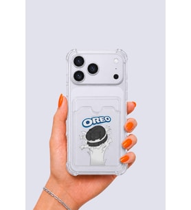 İphone 17 Pro Max Kartlıklı Oreo Desenli Kılıf '+10tl Fark Ile Standart Temperli Cam-siyah