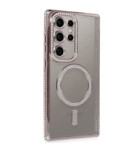 Samsung Galaxy S24 Ultra Kılıf Joke Simli Magneticsafe Kılıf - Pembe