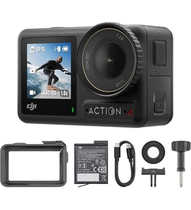 Osmo Action 4 Essentiel Paketi - 1/1,3 inç sensörlü 4K/120 IPS su geçirmez aksiyon kamerası, düşük ışıkta çarpıcı görüntüler, 10 bit D-Log M, 1770 mAh pil genişletilmiş