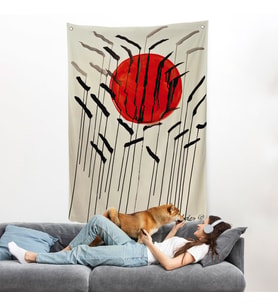 Alexander Calder - Kızıl Güneş ve Uzun Otlar Duvar Örtüsü - Cattails with Red Sun-8090