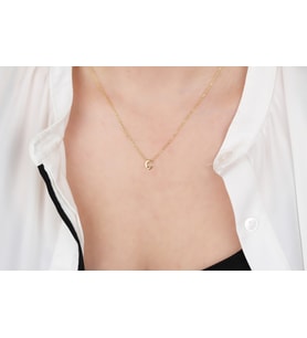 Glorria Gümüş 3 Boyutlu Minimalist Ç Harfi Kolye (Çok Renkli)