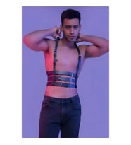 Erkek Dansçı Kostümü, Clubwear, Techno Party Giyim (Kırmızı)