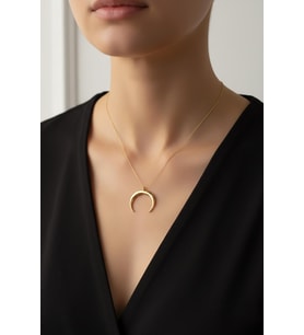 Ay Kolye Hilal 925 Ayar Gümüş Zincir (Gold)