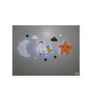 Renkli LED'li Çocuk Odası Duvar Dekoru ve Gece Lambası (Krem)