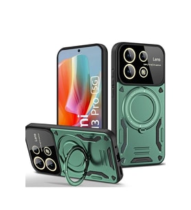 Redmi Note 13 Pro 5G Kılıf Joy Lens Standlı Kapak - Koyu Yeşil