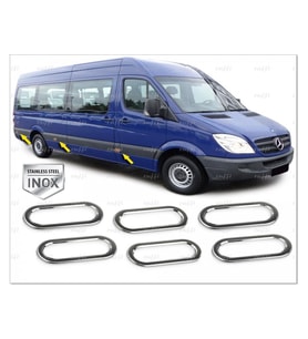 Mercedes Sprinter W906 Krom Yan Reflektör Çerçevesi 6 Parça 2006-2018 Arası P. Çelik