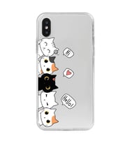 Iphone X ve XS Uyumlu Kedi Karakterler Tasarımlı Şeffaf Telefon Kılıfı