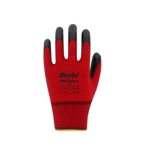 Beybi Nitril Poly Pnzebra 10 Beden Kırmızı Siyah Eldiven 12'li Paket (Kırmızı-Siyah)